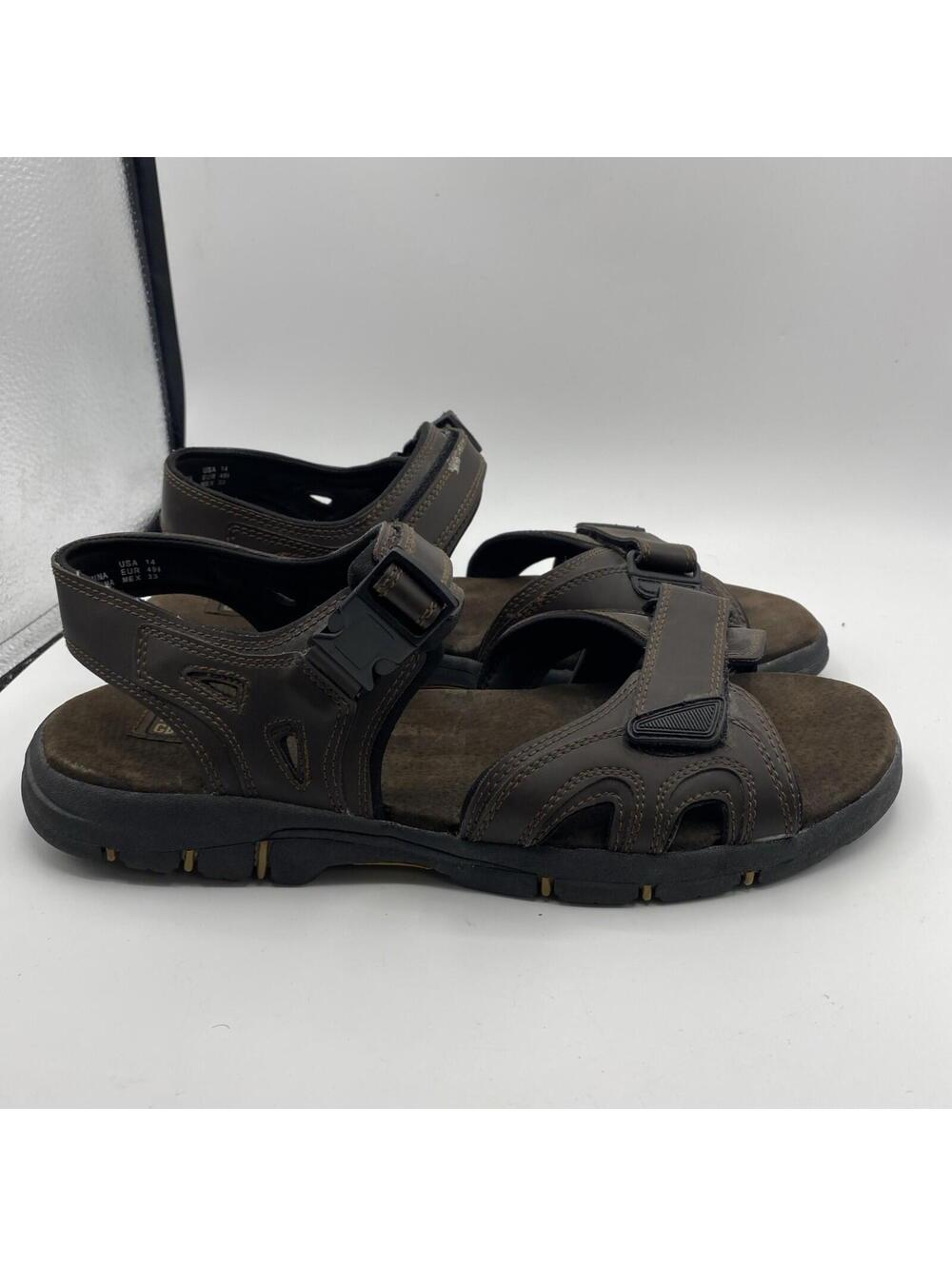 FADED GLORY 'NEW ORLEANS' Men's Brown Hook & Loop Strap Adjustable Sandals US 14